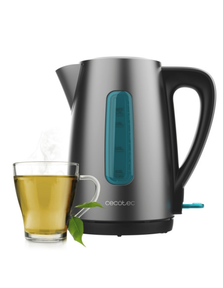 Cecotec Thermosense 210 Steel Hervidor de Agua de 1.7L - Potencia 2200W - Base 360º - Acero Inoxidable - Color Gris Oscuro