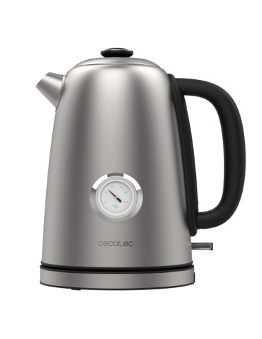 Cecotec Thermosense 620 Vintage Hervidor de Agua Electrico - Potencia de 2200W - Capacidad 1.7L - Acero Inoxidable - Termometro