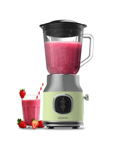 Cecotec RetroTwist Green Batidora de Vaso - Potencia 800W - Capacidad Jarra 1L - Estilo Retro - Cuchillas Recubiertas de Titanio