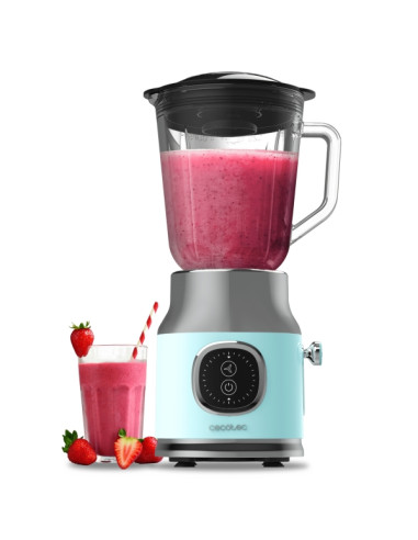 Cecotec RetroTwist Blue Batidora de Vaso - Potencia 800W - Capacidad Jarra 1L - Estilo Retro - Cuchillas Recubiertas de Titanio