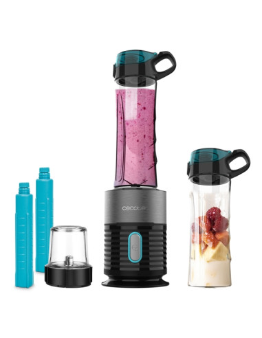 Cecotec Power Titanium Fresh and Go Batidora de Vaso - 650W -  2 Vasos de 600ml - Tubos Refrigeradores Incluidos - 4 Cuchillas R