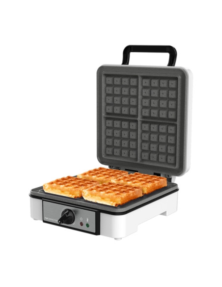 Cecotec Fun Gofrestone 4Inox Gofrera Cuadruple - 1200W - Antiadherente - Temperatura Regulable - Acero Inoxidable - Base Antides