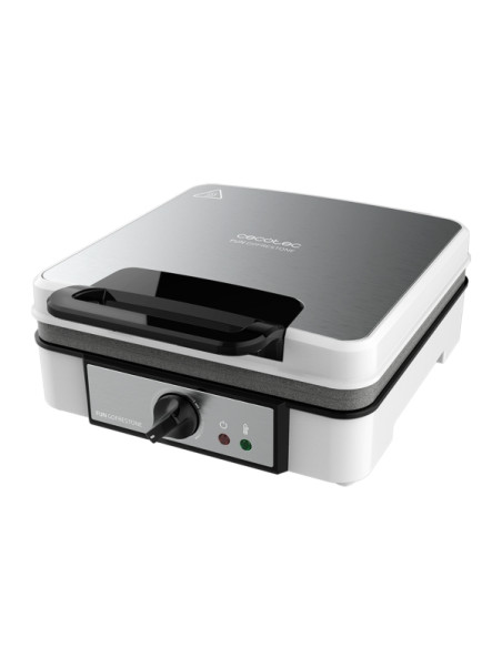Cecotec Fun Gofrestone 4Inox Gofrera Cuadruple - 1200W - Antiadherente - Temperatura Regulable - Acero Inoxidable - Base Antides