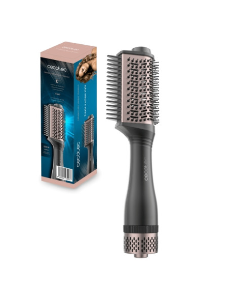 Cecotec Bamba CeramicCare Unique Triangle Cepillo Alisador 5 en 1 - 1200W - Control de Temperatura - Cerdas Desenredantes - Func
