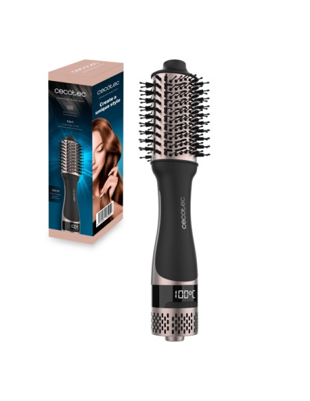Cecotec Bamba CeramicCare Unique Touch Cepillo Alisador Ceramico - 1200W - Seca y Moldea - Funcion Aire Frio - 3 Temperaturas -