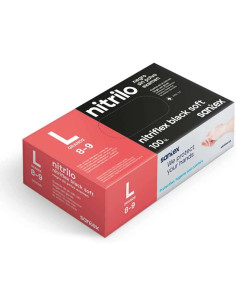 Santex Nitriflex Black Soft Pack de 100 Guantes de Nitrilo para Examen Talla L - 3.5 gramos - Sin Polvo - Libre de Latex - No Es
