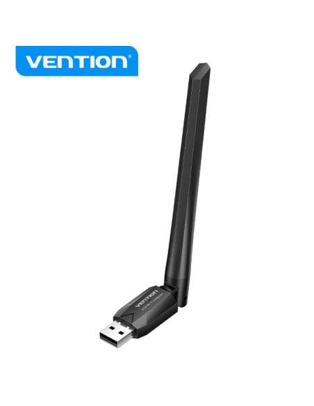 Vention KDUB0 Adaptador USB Wi-Fi AC650 - Dual Band - Antena 6dBi - Conexion Rapida y Estable - Facil Instalacion - Color Negro