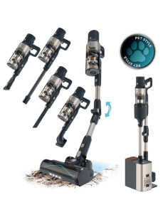Cecotec Conga Rockstar 5500 Station Pet Flex Aspirador Escoba Vertical sin Cable - 700W - 30kPa - Autonomia 90min - Tubo Flexibl