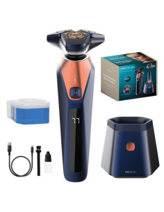 Cecotec PrecisionCare Saphire Pro Afeitadora Rotativa con Base Autolimpieza - Autonomia hasta 90min - Cuchillas de Titanio - Var