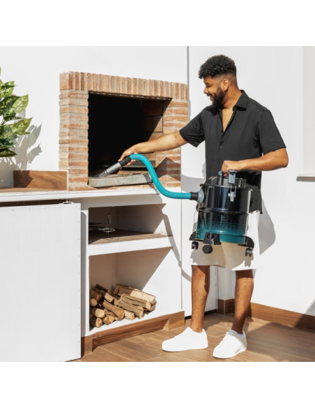 Cecotec Conga Ash 5000 Home Aspirador de Cenizas y Pellet - Potencia de 1200W - Capacidad 20L - Succion 18kPa - Ruedas y Asa - D