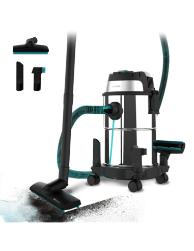 Cecotec Conga Rockstar Wet and Dry Steel Aspirador de Trineo para Solidos y Liquidos - 1200W - Carcasa Metalica - Deposito de 16