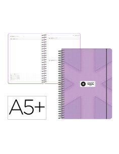 Agenda escolar antartik 26-27 espiral pack and go dia paginaa5+ bilingüe 80g papel fsc morado