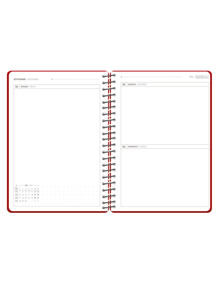Agenda escolar antartik 26-27 espiral pack and go dia paginaa5+ bilingüe 80g papel fsc rojo