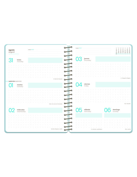Agenda escolar liderpapel 26-27 espiral fantasy f semana vista a6+ bilingue 80g papel fsc diseño4