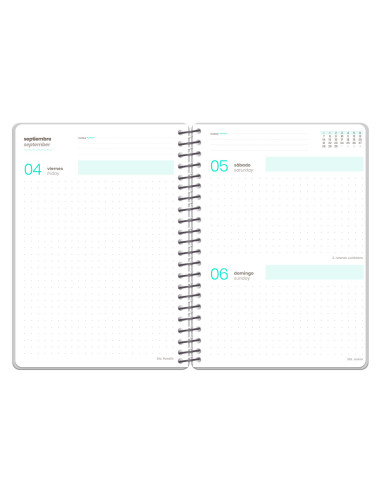 Agenda escolar liderpapel 26-27 espiral oriental dia pagina a6+ bilingue 80g papel fsc fideos
