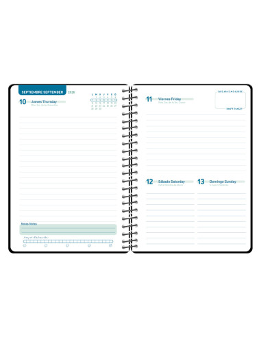 Agenda escolar liderpapel 26-27 espiral classic diseños surtidos bilingüe 70g papel fsc expositor 16 unidades