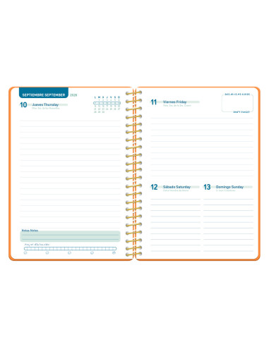 Agenda escolar liderpapel 26-27 espiral classic dia pagina a5 bilingue 70g papel fsc color4