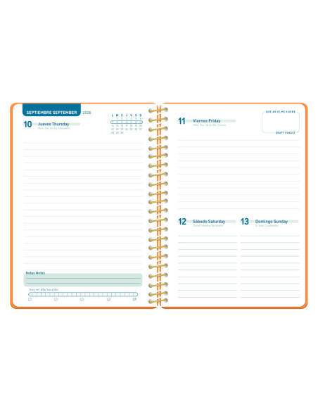 Agenda escolar liderpapel 26-27 espiral classic dia pagina a5 bilingue 70g papel fsc color4
