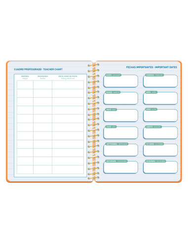 Agenda escolar liderpapel 26-27 espiral classic dia pagina a5 bilingue 70g papel fsc color4