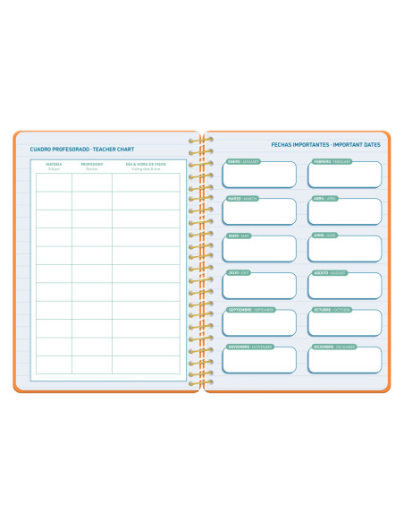 Agenda escolar liderpapel 26-27 espiral classic dia pagina a5 bilingue 70g papel fsc color4