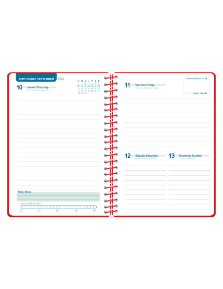 Agenda escolar liderpapel 26-27 espiral classic dia pagina a5 bilingue 70g papel fsc color1