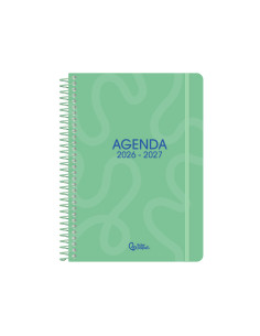 Agenda escolar liderpapel 26-27 espiral classic dia pagina a5 bilingue 70g papel fsc verde 2