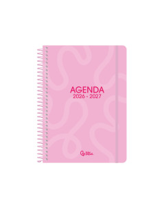 Agenda escolar liderpapel 26-27 espiral classic semana vista a5 bilingue 70g papel fsc rosa 2