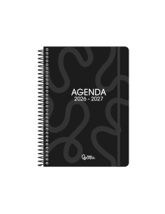 Agenda escolar liderpapel 26-27 espiral classic semana vista a5 bilingue 70g papel fsc negro 2