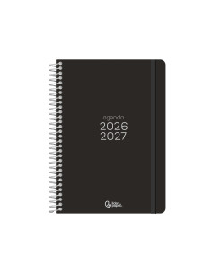 Agenda escolar liderpapel 26-27 espiral basic 2 dias pagina a5 bilingue 70g papel fsc negro 2