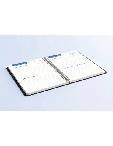 Agenda escolar liderpapel 26-27 espiral basic 2 dias pagina a5 bilingue 70g papel fsc negro