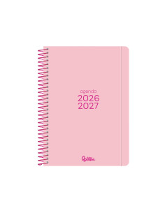 Agenda escolar liderpapel 26-27 espiral basic dia pagina a5 bilingue 70g papel fsc rosa 2