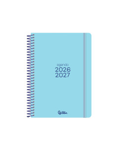 Agenda escolar liderpapel 26-27 espiral basic semana vista a5 bilingue 70g papel fsc azul turquesa 2