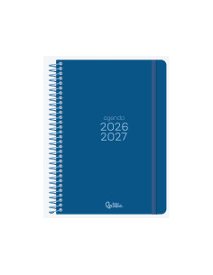 Agenda escolar liderpapel 26-27 espiral basic semana vista a5 bilingue 70g papel fsc azul marino 2