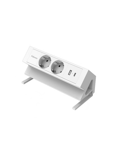 Regleta fellowes sobremesa 2 tomas + usb a + usb c color blanco