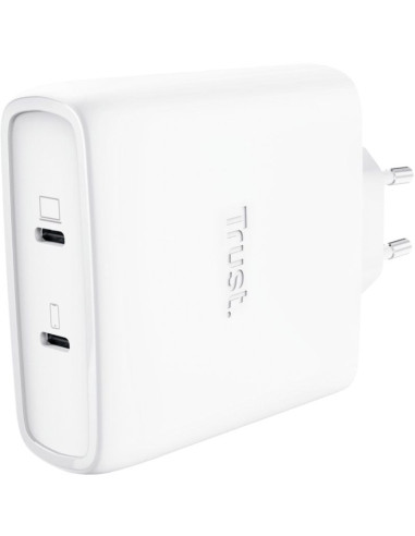 Cargador de Pared GaN Trust Maxo 100W/ 2xUSB Tipo-C/ Incluye Cable USB Tipo-C/ 100W