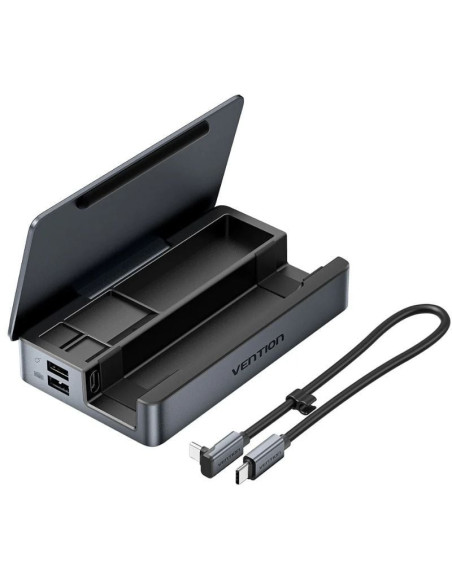 Docking USB Tipo-C para Steam Deck / Switch Vention TPZH0/ 2xHDMI 4K/ 3xUSB/ 1xUSB Tipo-C/ 1xUSB Tipo-C PD/ 1xRJ45/ 1xLector Tar