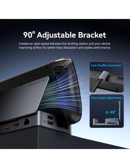 Docking USB Tipo-C para Steam Deck / Switch Vention TPZH0/ 2xHDMI 4K/ 3xUSB/ 1xUSB Tipo-C/ 1xUSB Tipo-C PD/ 1xRJ45/ 1xLector Tar