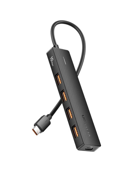 Hub USB Tipo-C 3.2 Vention CKCBB/ 4xUSB/ 1xUSB Tipo-C PD