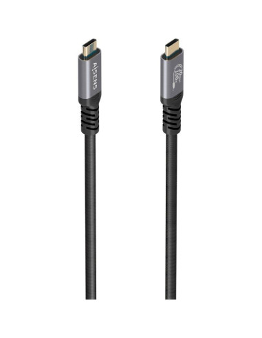 Cable USB 3.2 Tipo-C Aisens A107-0988/ USB Tipo-C Macho - USB Tipo-C Macho/ Hasta 100W/ 20Gbps/ 3m/ Negro