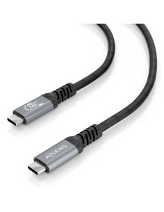 Cable USB 4.0 Tipo-C Aisens A156-0994/ USB Tipo-C Macho - USB Tipo-C Macho/ Hasta 240W/ 40Gbps/ 1m/ Negro