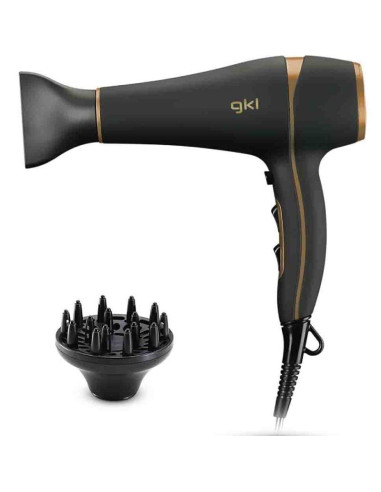 Secador GKL Onyx 2200/ 2200W/ Iónico/ Negro y Dorado