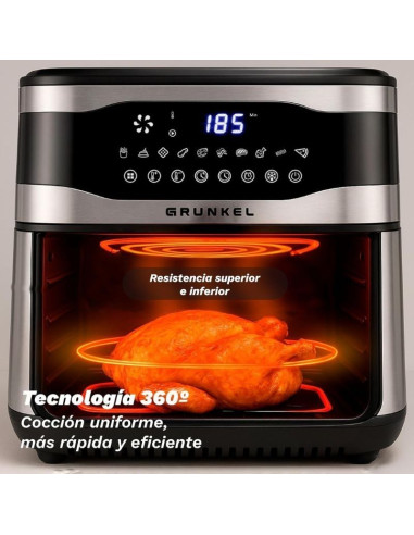 Freidora por Aire Airfryer / Sin Aceite Grunkel Maxisteelfryer/ 2200W/ Capacidad 9L