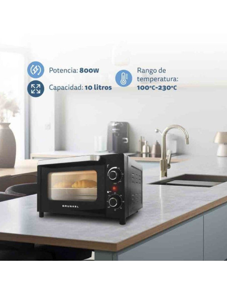 Horno de Sobremesa Grunkel HR-10MINI/ 1600W/ Capacidad 10L/ Negro