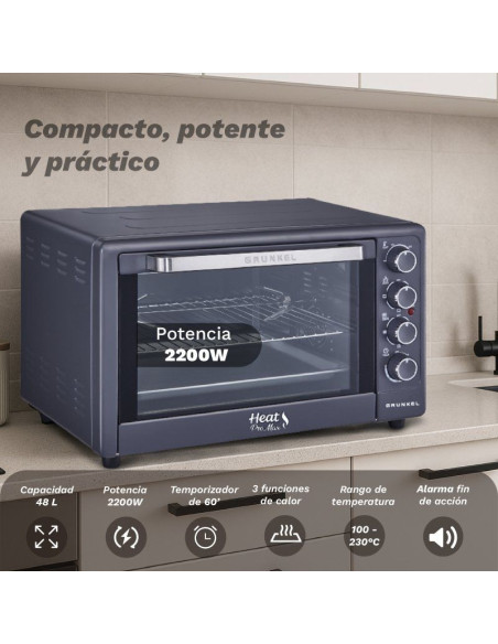 Horno de Sobremesa Grunkel HR-48PROMAX/ 2200W/ Capacidad 48L/ Negro