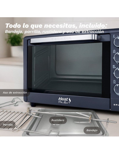 Horno de Sobremesa Grunkel HR-48PROMAX/ 2200W/ Capacidad 48L/ Negro