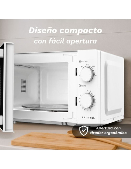 Microondas Grunkel MW-25EASY/ 850W/ Capacidad 25L/ Blanco