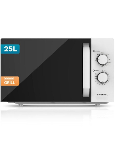 Microondas Grunkel MWG-25GRILL/ 850W/ Capacidad 25L/ Funcion Grill/ Blanco