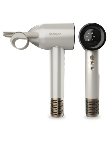 Cecotec DryGlam Waves Champagne Secador de Pelo 4 en 1 - Potencia 1600W - Velocidad 110000rpm - Pantalla Digital - Silencioso -