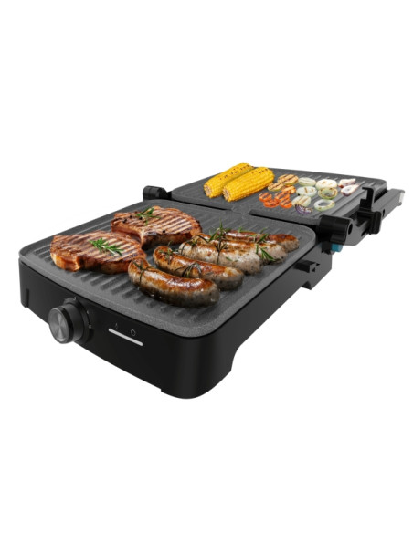 Cecotec Rock'nGrill 2000 Full Open Parrilla Electrica - 2000W - Antiadherente - Temperatura Regulable - Apertura 180º - Bandeja