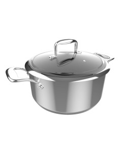 Cecotec Polka Classy Olla de 24cm de Diametro - Capacidad de 4L - Acero Inoxidable 18/10 - Tapa de Cristal y Acero - Revestimien